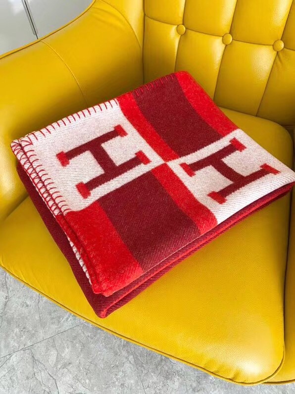 Hermes Red Avalon Bayadere Throw Blanket