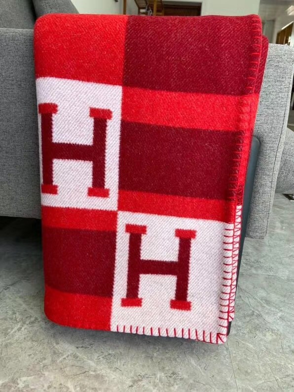 Hermes Red Avalon Bayadere Throw Blanket