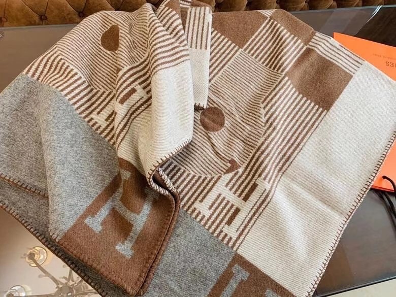 Hermes Caramel Echecs Et Trames Blanket