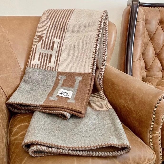 Hermes Caramel Echecs Et Trames Blanket