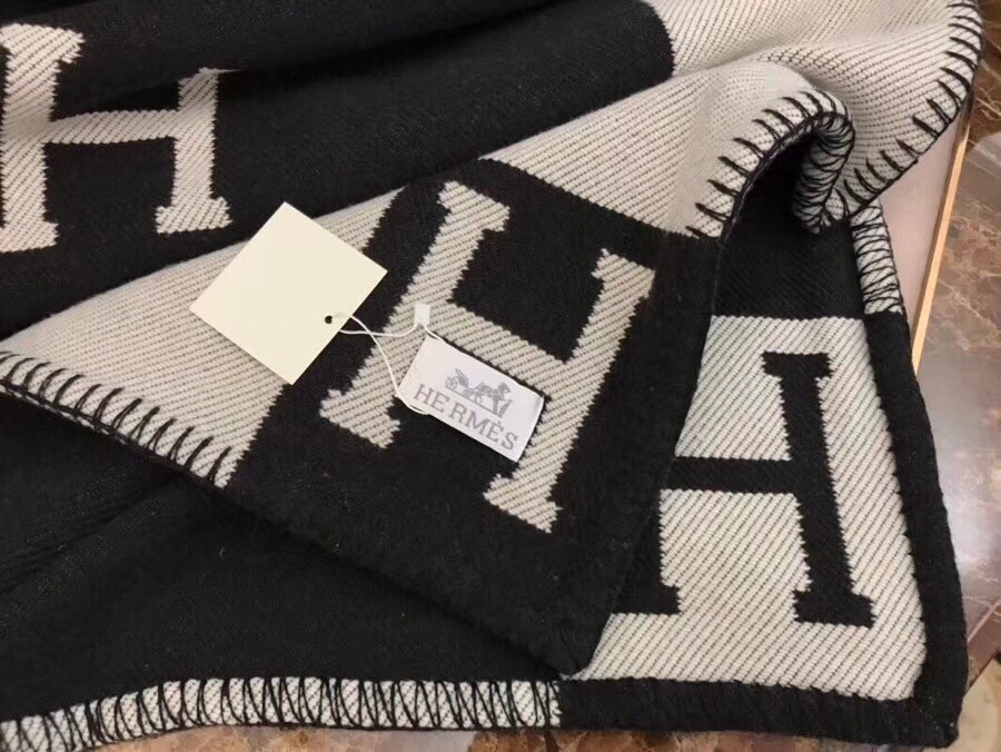 Hermes Black Avalon Blanket