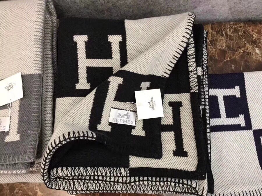 Hermes Black Avalon Blanket