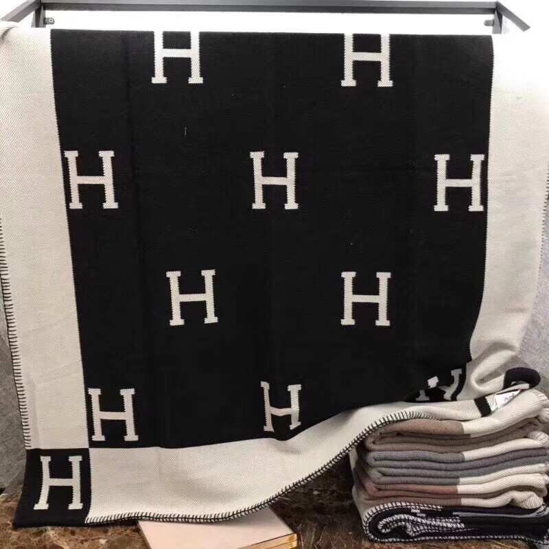 Hermes Black Avalon Blanket