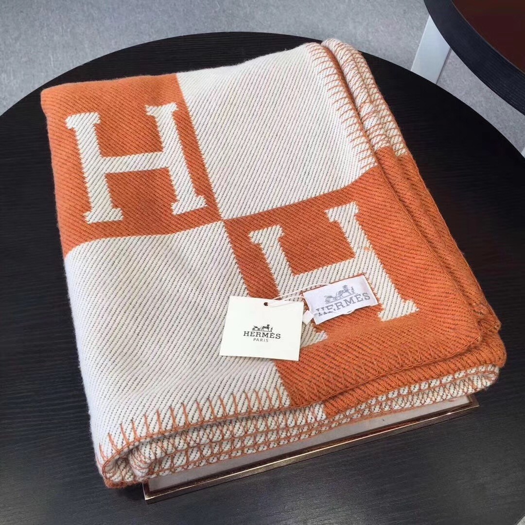 Hermes Orange Avalon Blanket