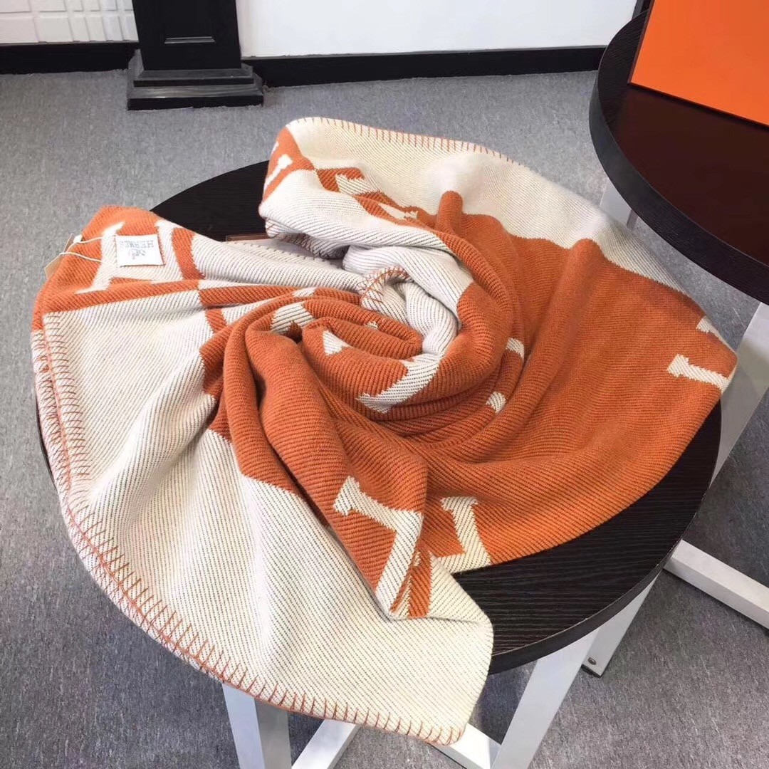 Hermes Orange Avalon Blanket