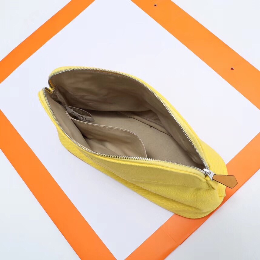 Hermes Medium Bolide Travel Case In Yellow Cotton