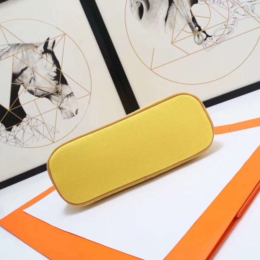 Hermes Medium Bolide Travel Case In Yellow Cotton