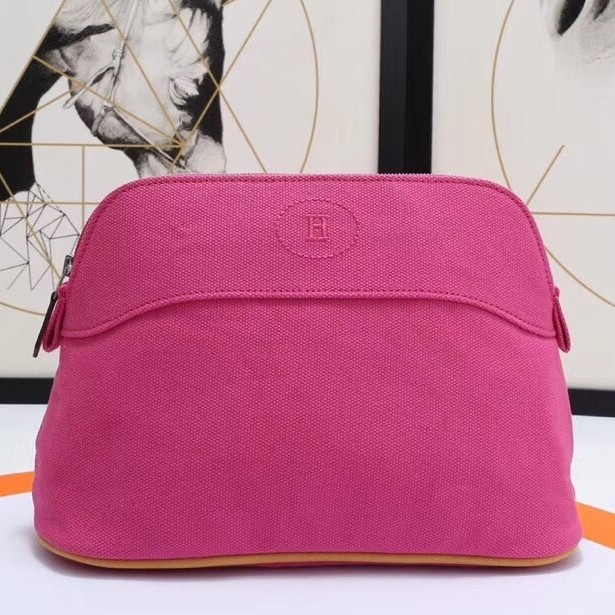 Hermes Medium Bolide Travel Case In Rose Red Cotton