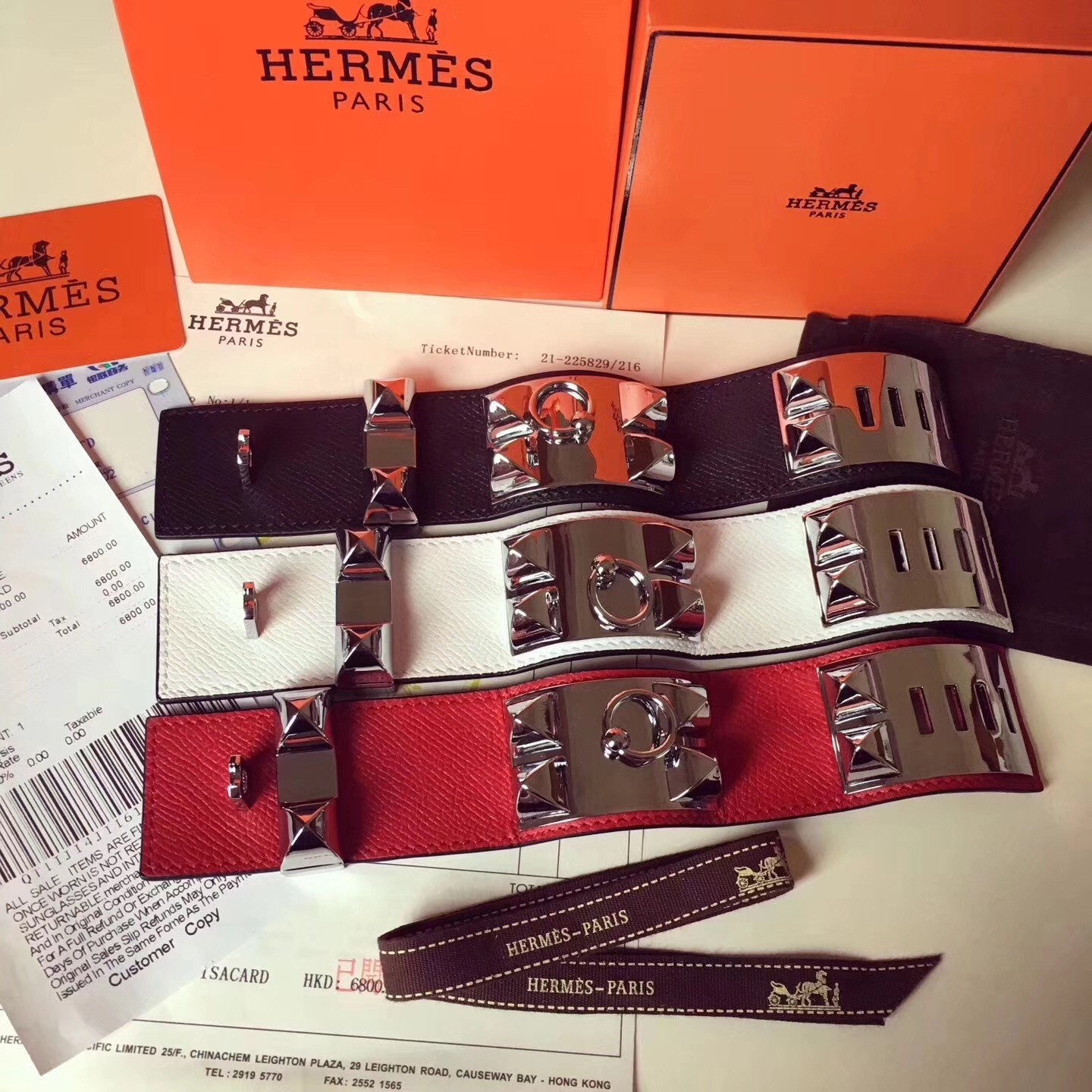 Hermes Black Epsom Collier de Chien Bracelet Size S