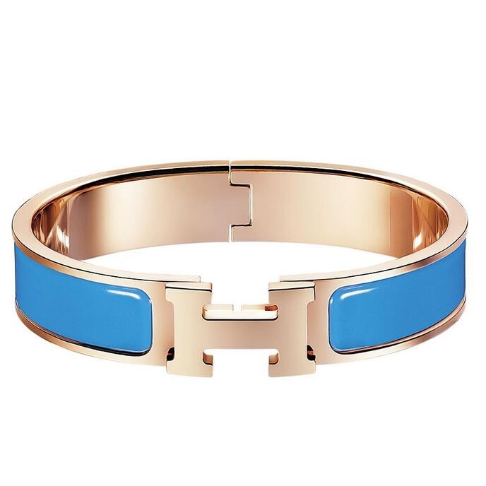 Hermes Blue Enamel Clic H PM Bracelet