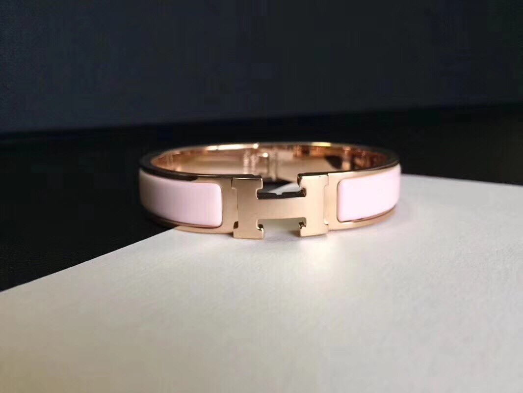 Hermes Pink Enamel Clic H PM Bracelet