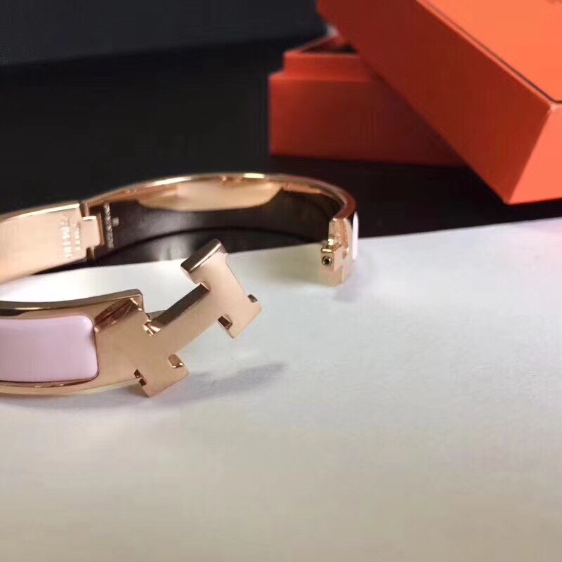 Hermes Pink Enamel Clic H PM Bracelet