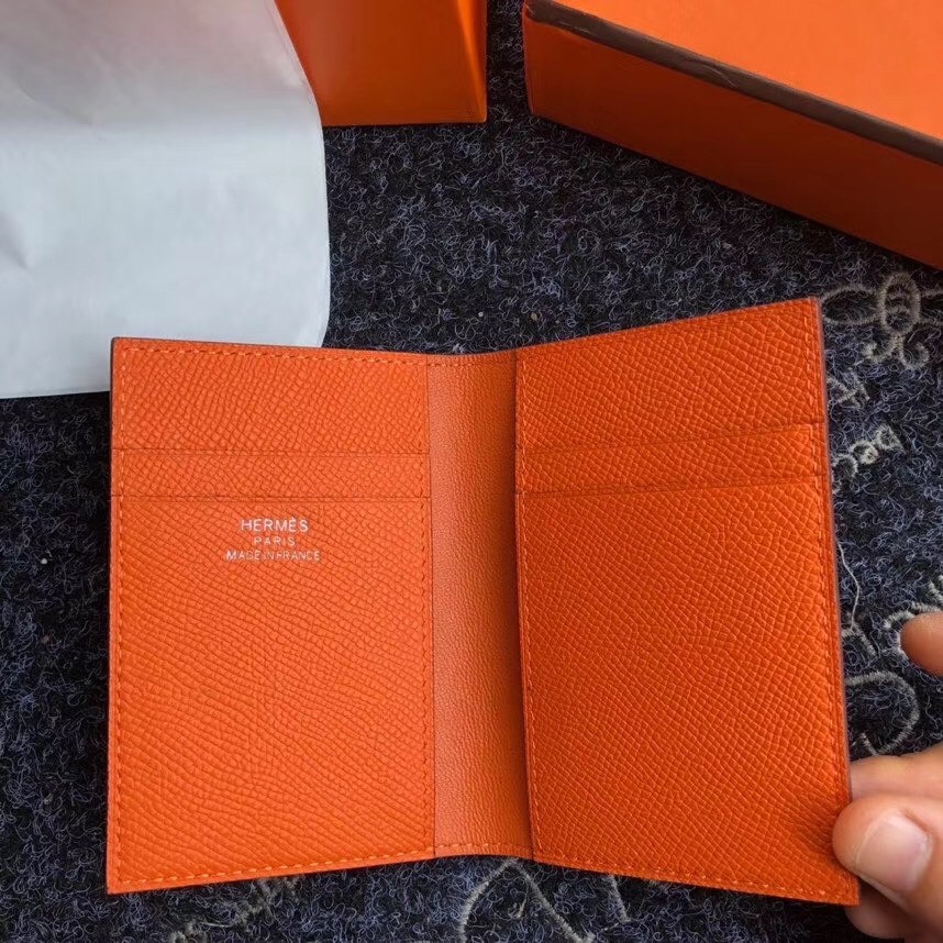 Hermes MC² Euclide Card Holder In Orange Epsom Leather