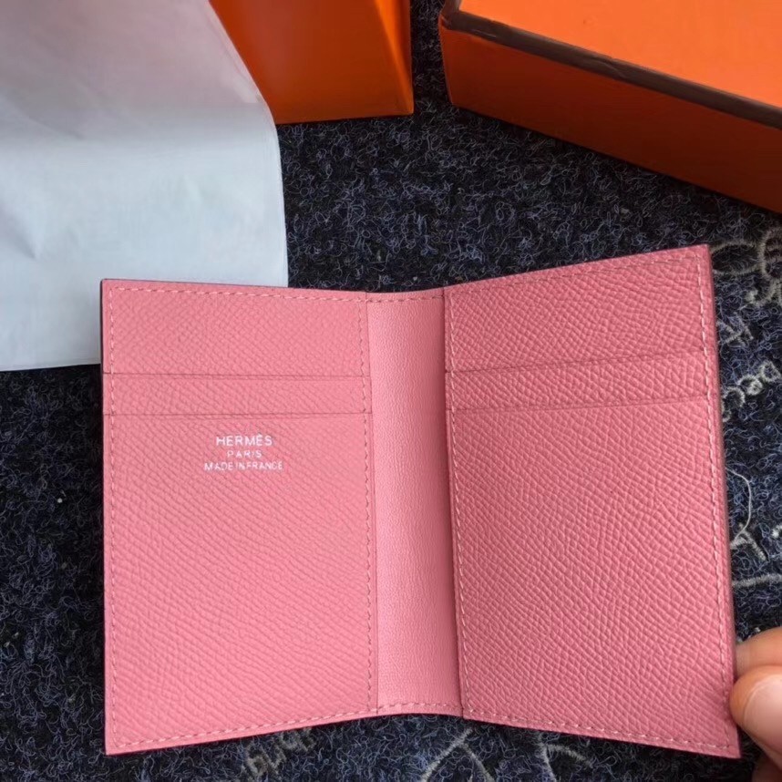 Hermes MC² Euclide Card Holder In Pink Epsom Leather