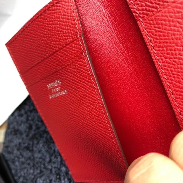 Hermes MC² Euclide Card Holder In Red Epsom Leather