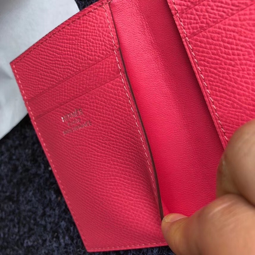 Hermes MC² Euclide Card Holder In Rose Lipstick Epsom Leather