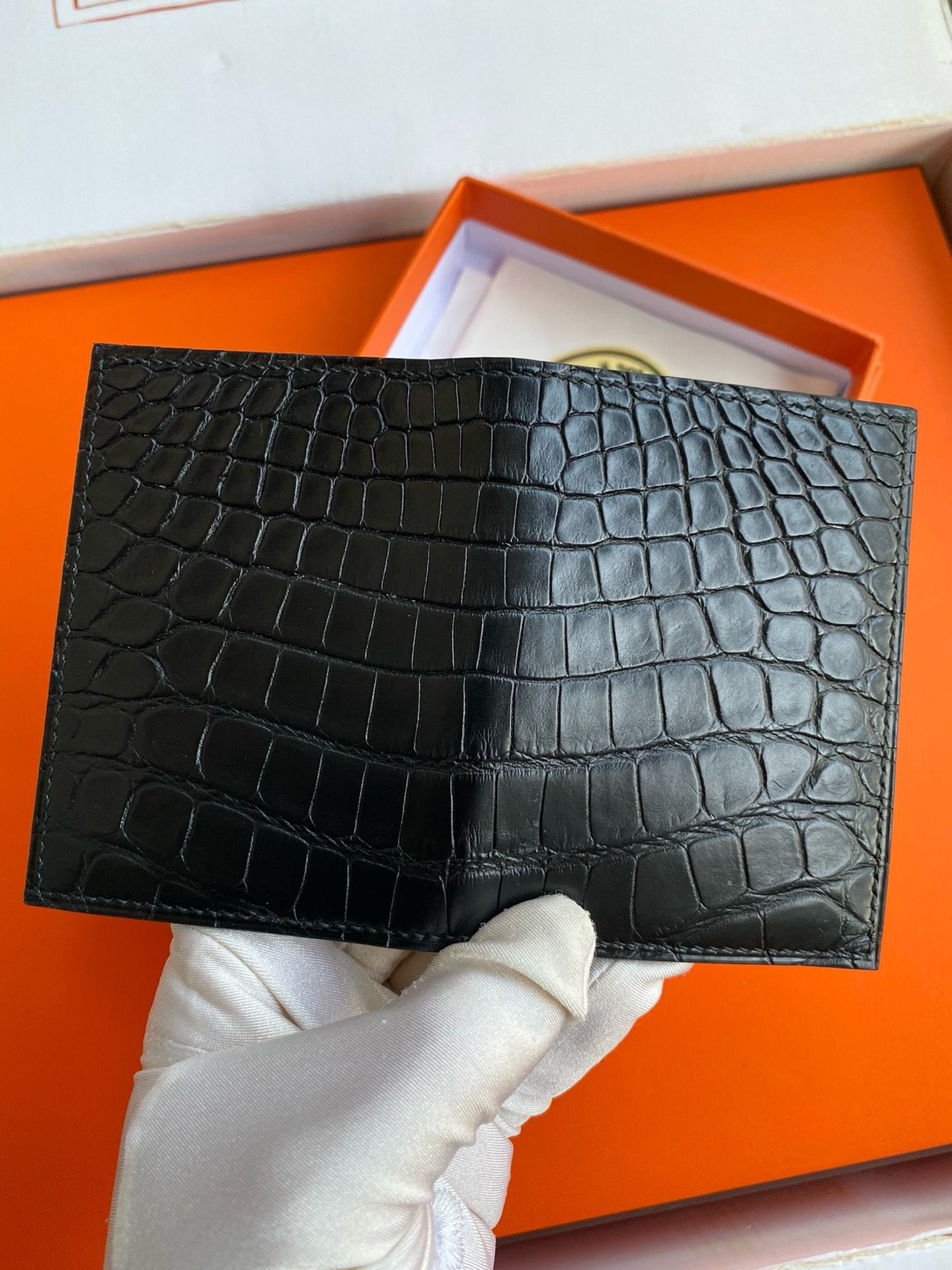 Hermes MC² Euclide Card Holder in Black Matte Alligator Leather