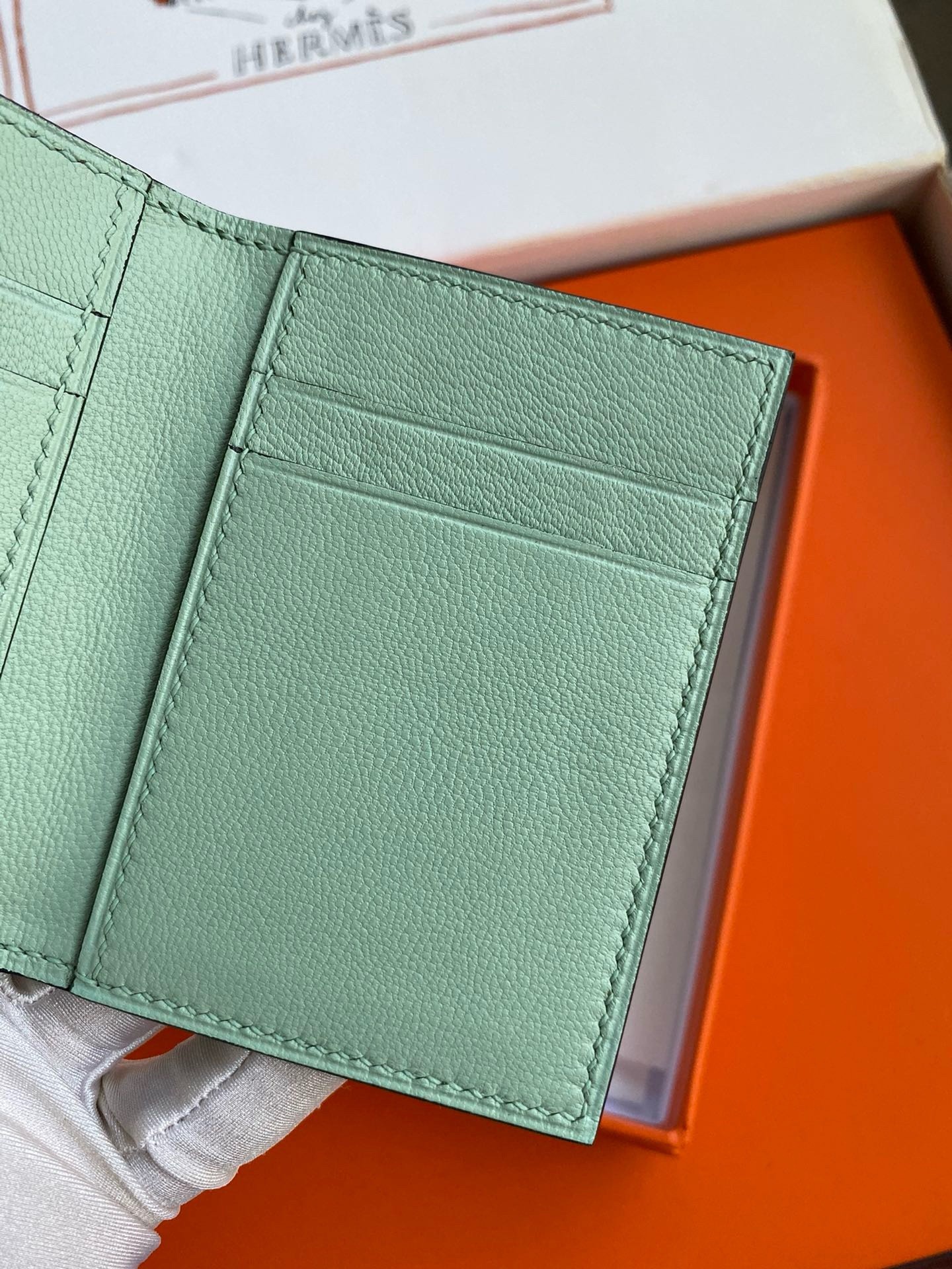 Hermes MC² Euclide Card Holder in Vert D'eau Matte Alligator Leather