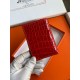 Hermes MC² Euclide Card Holder in Red Shiny Alligator Leather