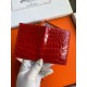 Hermes MC² Euclide Card Holder in Red Shiny Alligator Leather