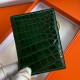 Hermes MC² Euclide Card Holder in Vert Emeraud Shiny Alligator Leather