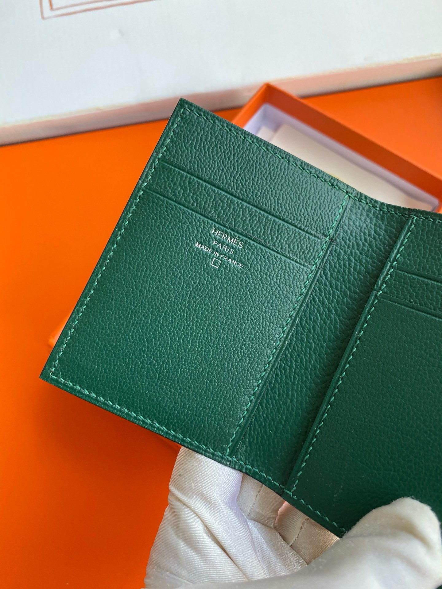 Hermes MC² Euclide Card Holder in Vert Fonce Shiny Alligator Leather