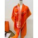 Hermes Orange Projets Carres Shawl 140