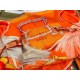 Hermes Orange Projets Carres Shawl 140