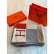 Hermes H Drapeau Blanket in Terracotta and Grey Cashmere