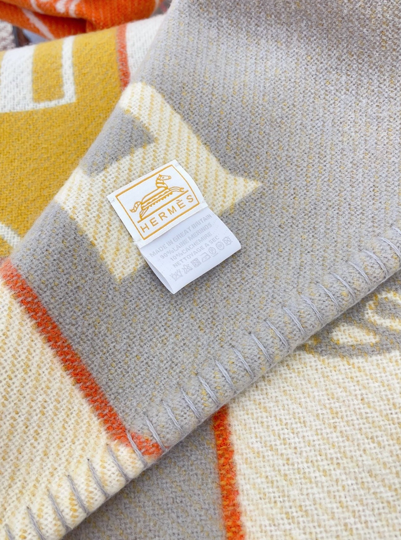 Hermes Avalon Epopee Blanket in Jaune Wool and Cashmere