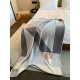 Hermes H Drapeau Blanket in Acier and Perle Cashmere