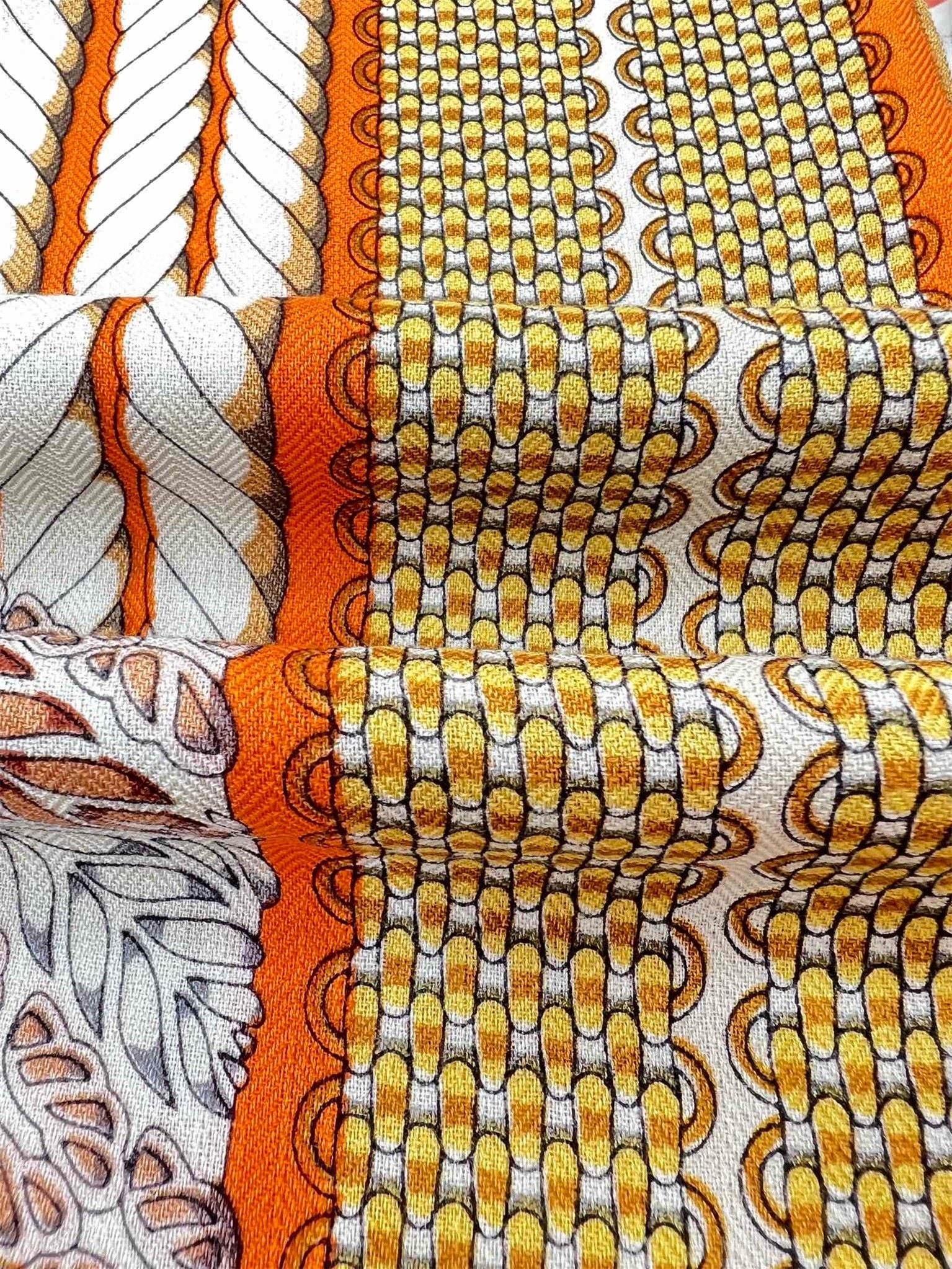 Hermes Orange Dressage Tressage Shawl 140