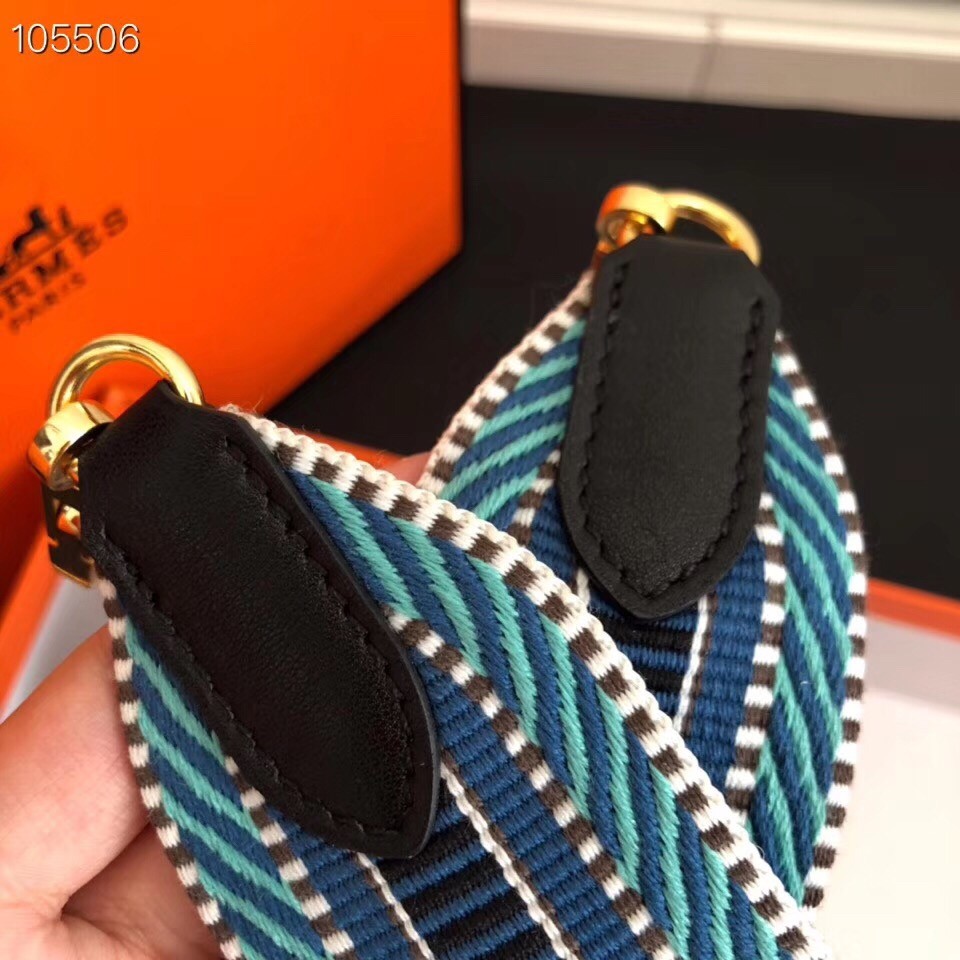 Hermes Sangle Cavale 50 mm Bag Strap Blue/Black