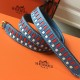 Hermes Blue Jean Tressage Cuir 25MM Bag Strap