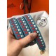 Hermes Blue Jean Tressage Cuir 25MM Bag Strap