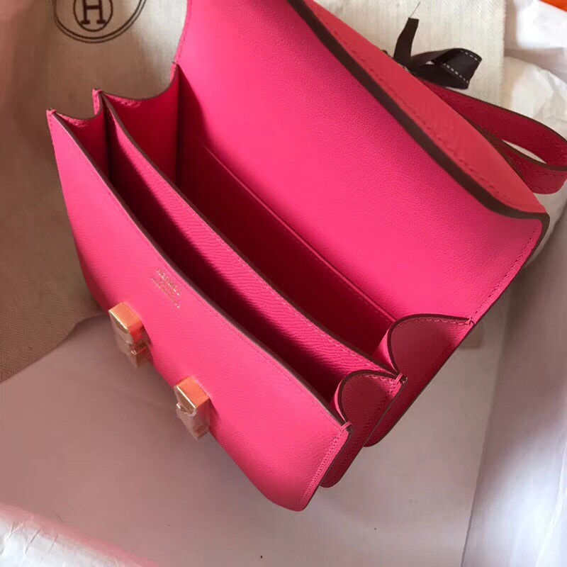 Hermes Mini Constance 18cm Rose Lipstick Epsom Bag