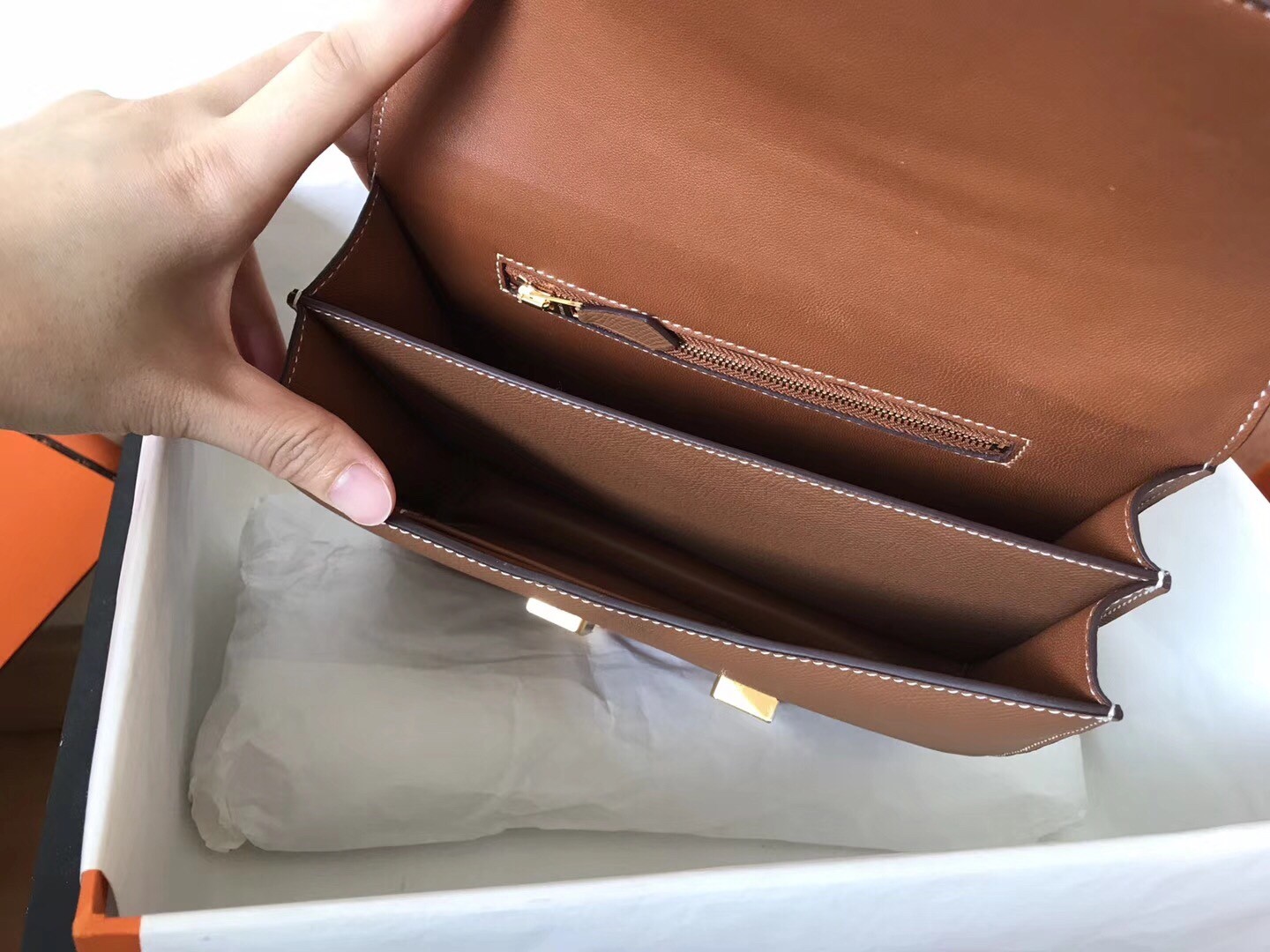 Hermes Epsom Constance 24cm Brown Handmade Bag