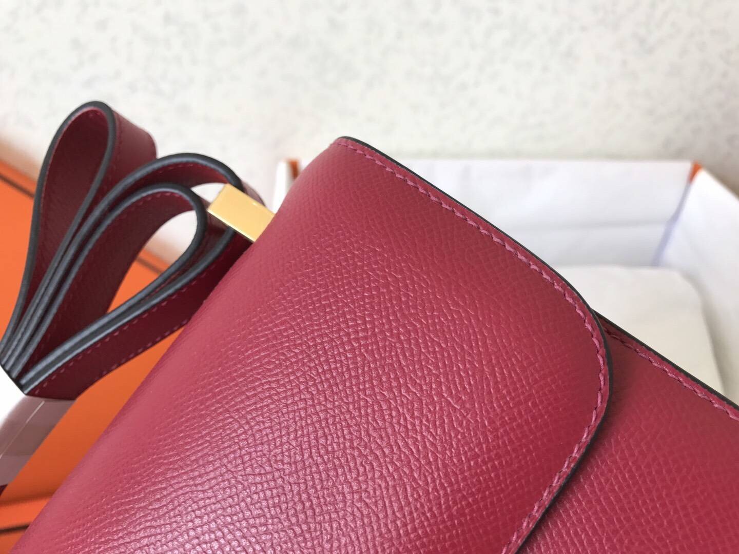 Hermes Epsom Constance 24cm Dark Red Handmade Bag