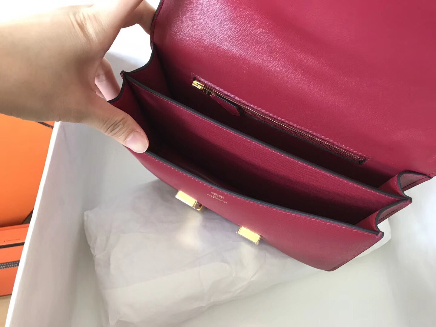 Hermes Epsom Constance 24cm Dark Red Handmade Bag