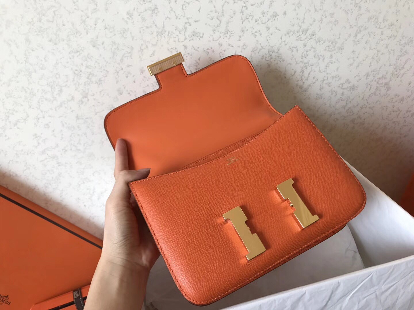 Hermes Epsom Constance 24cm Orange Handmade Bag