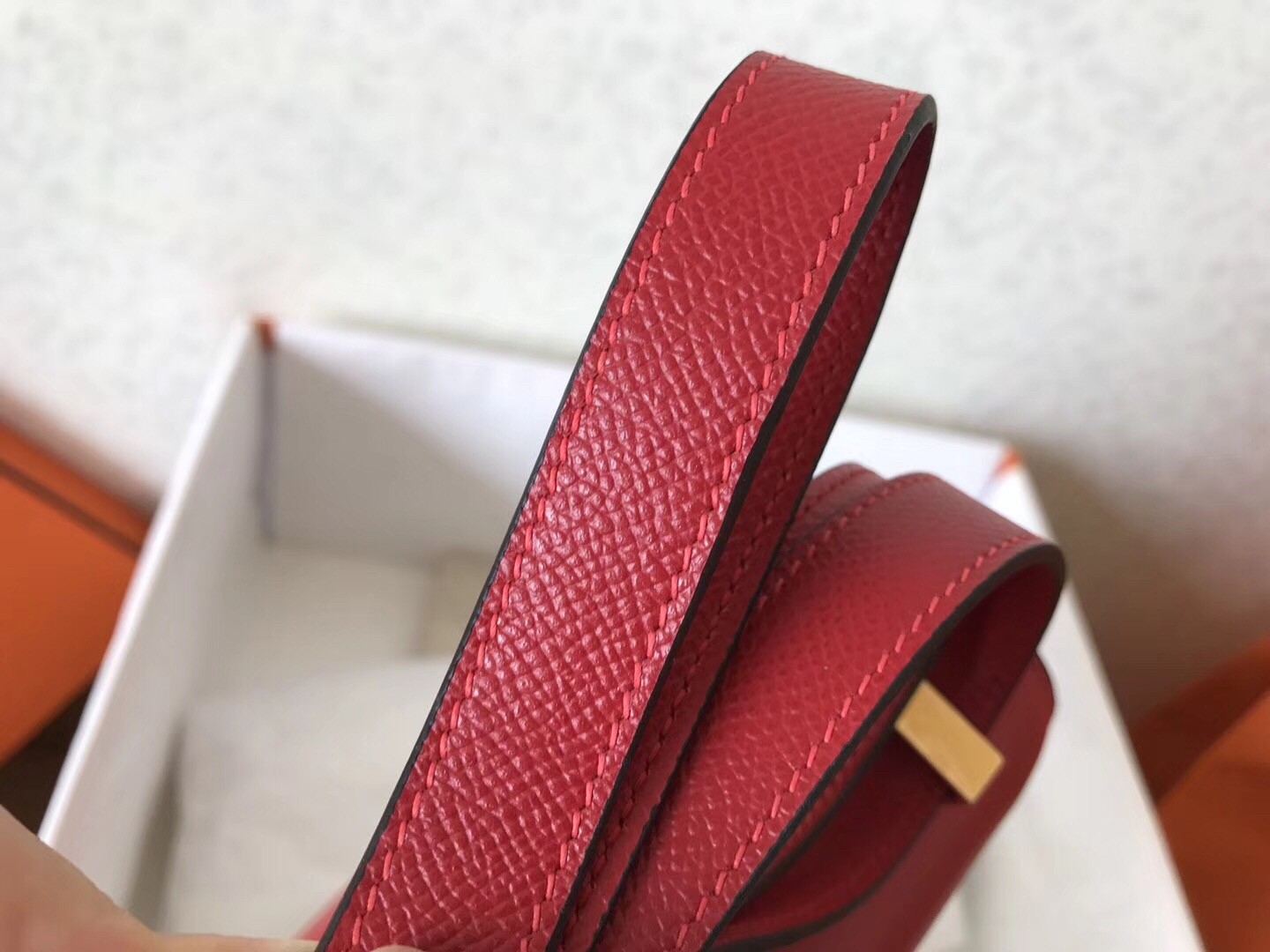 Hermes Epsom Constance 24cm Red Handmade Bag