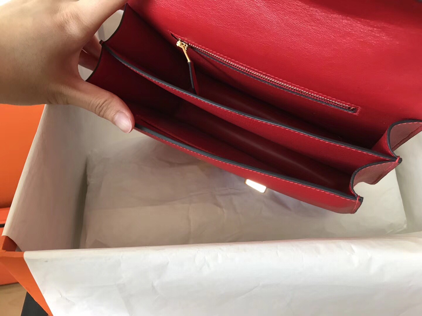 Hermes Epsom Constance 24cm Red Handmade Bag