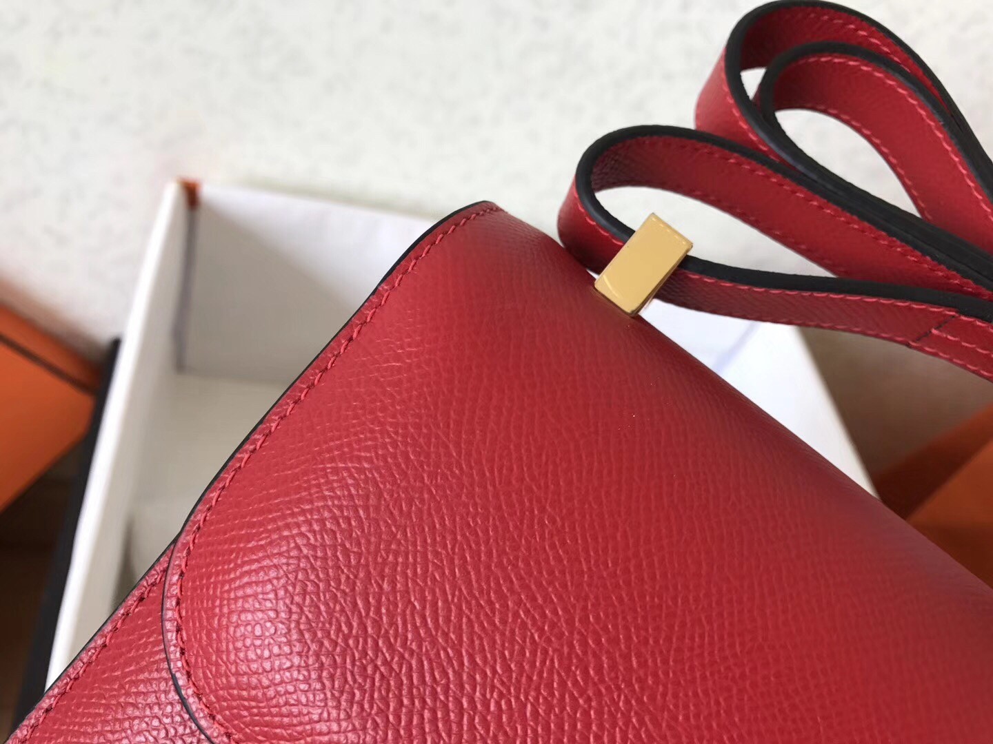 Hermes Epsom Constance 24cm Red Handmade Bag