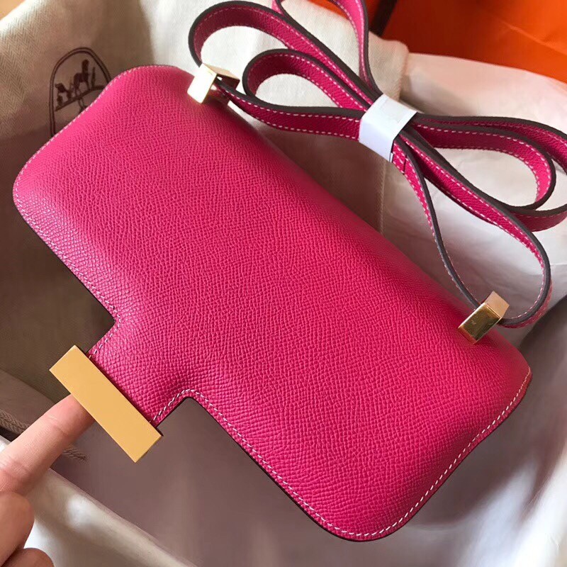 Hermes Epsom Constance 24cm Rose Red Handmade Bag