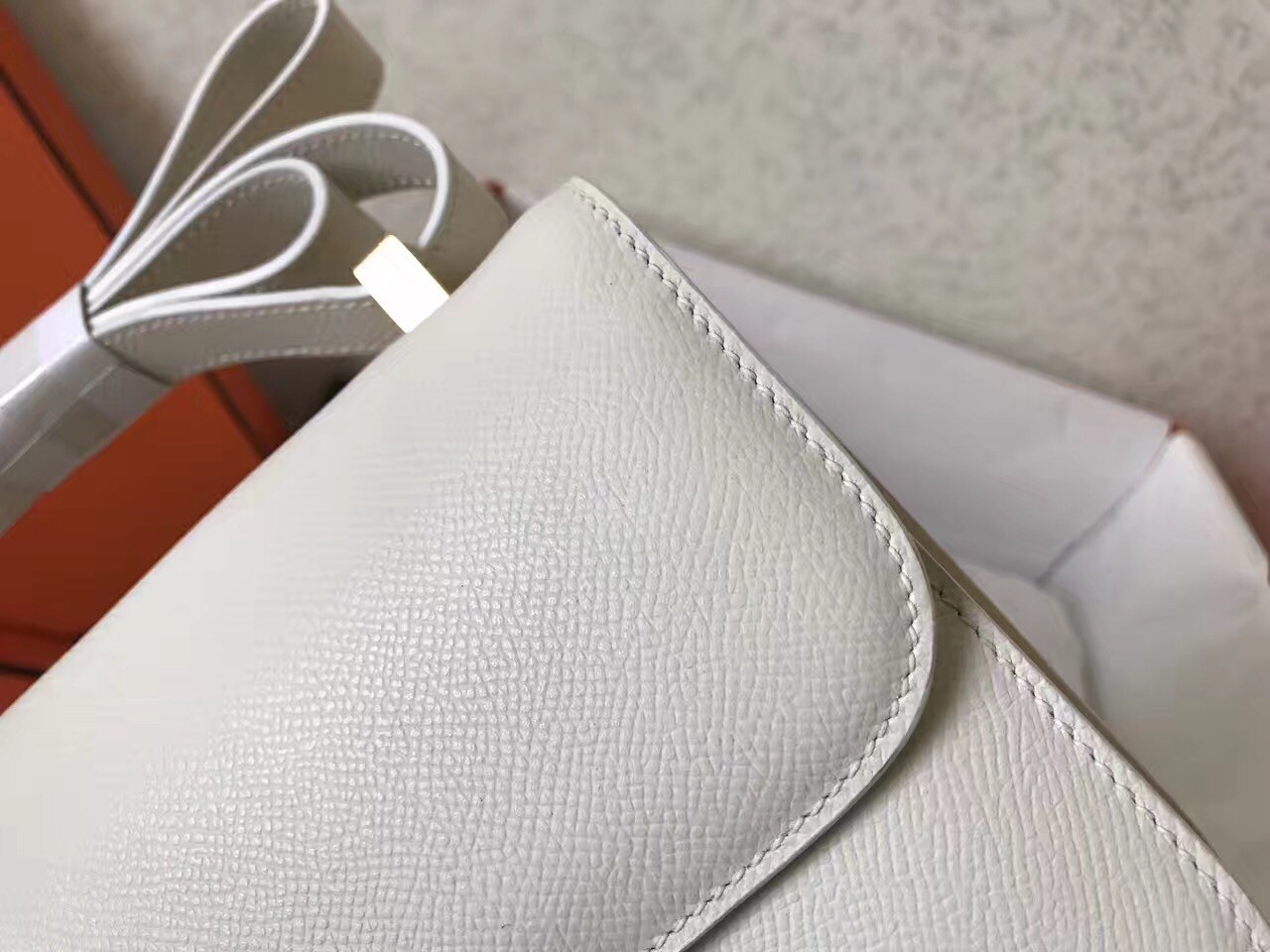 Hermes Epsom Constance 24cm White Handmade Bag