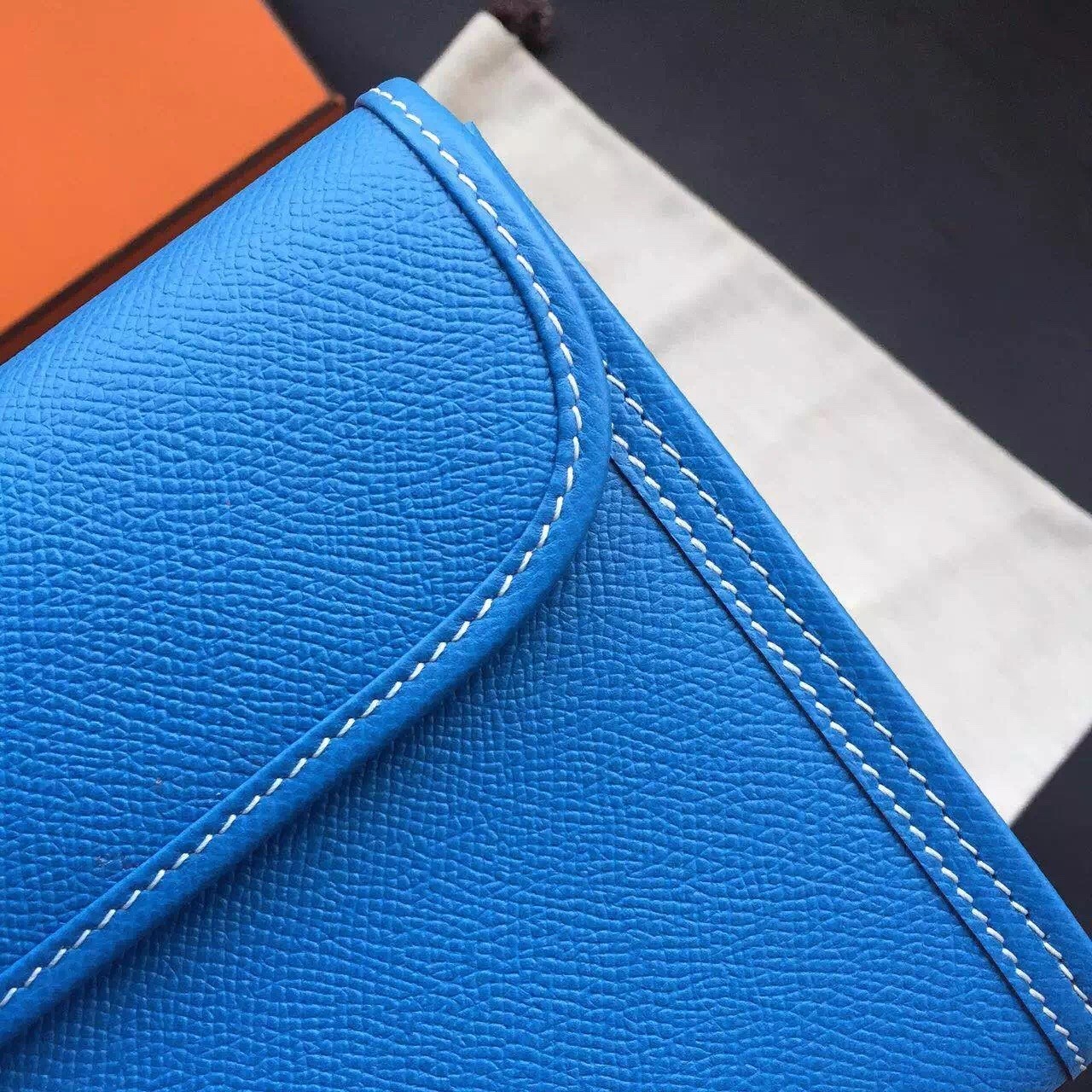 Hermes Blue Epsom Jige Elan 29 Clutch Bag