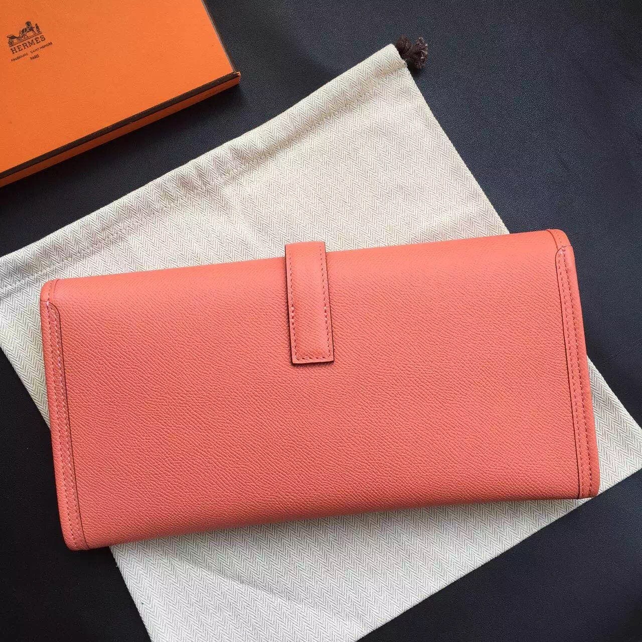 Hermes Flamingo Epsom Jige Elan 29 Clutch Bag