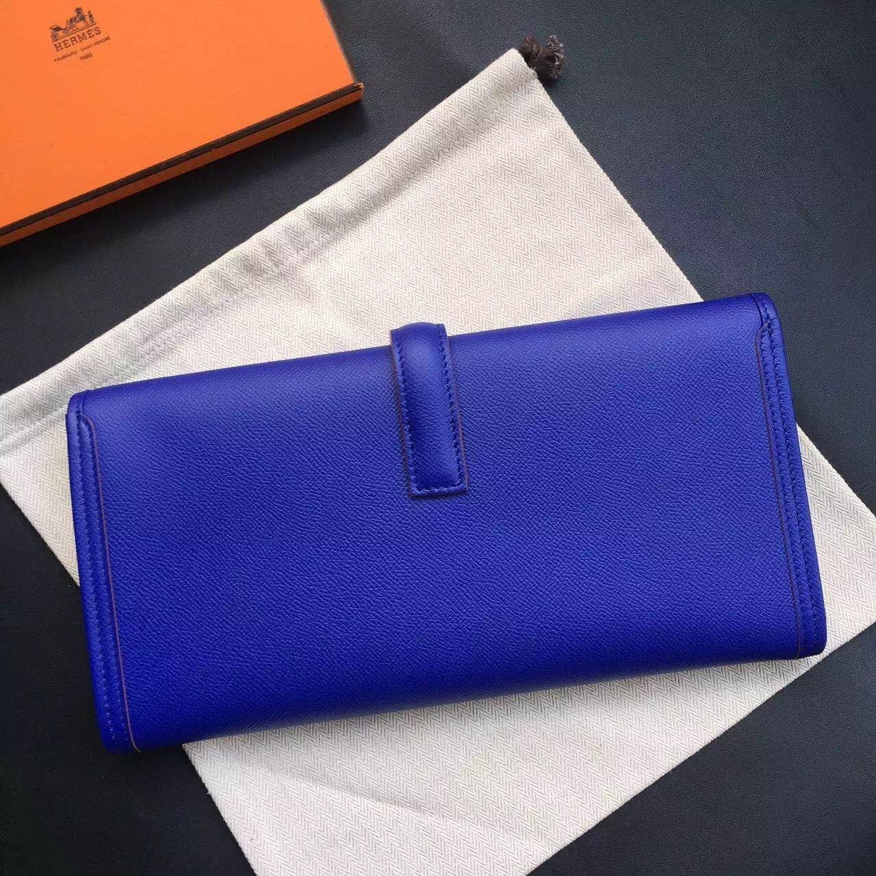 Hermes Blue Electric Epsom Jige Elan 29 Clutch Bag