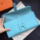 Hermes Blue Atoll Epsom Jige Elan 29 Clutch Bag