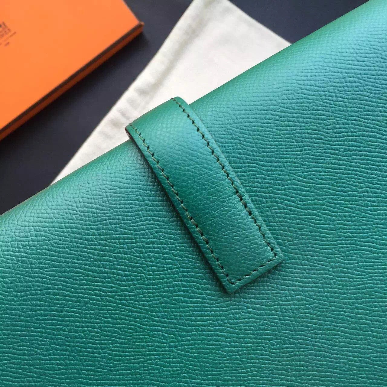 Hermes Malachite Epsom Jige Elan 29 Clutch Bag